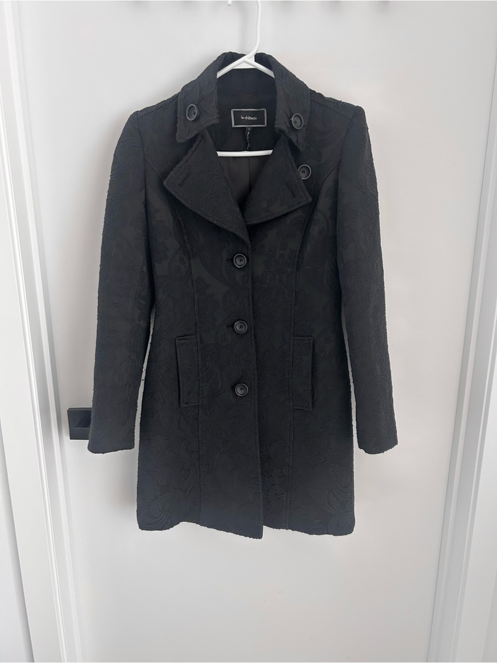 Le Château - Black Jacquard Long Coat